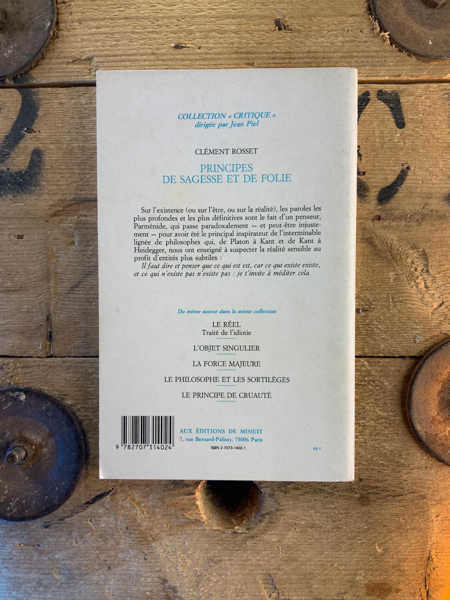 Principe de sagesse et de folie - Clément Rosset