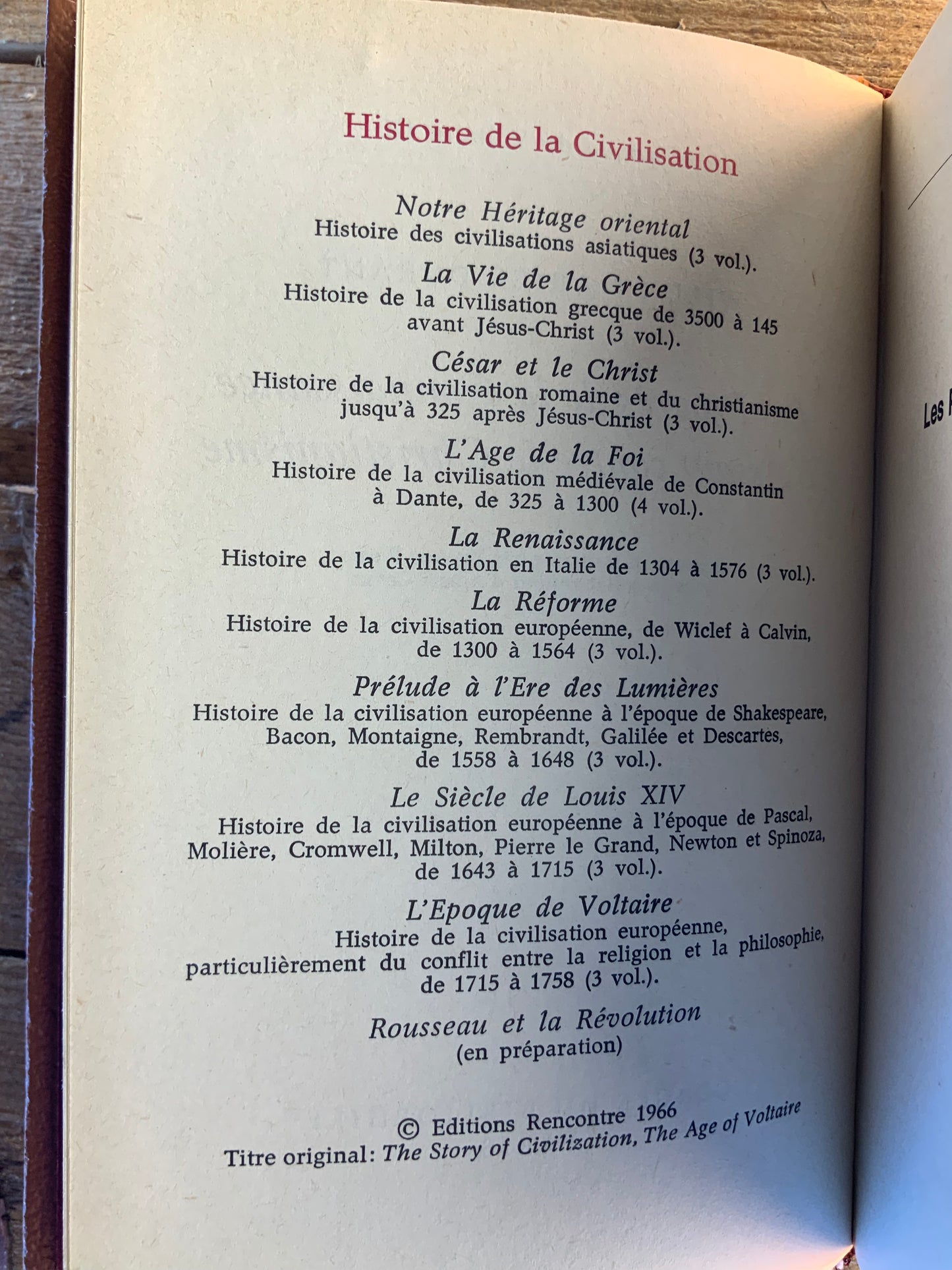 Histoire de la civilisation - Will Durant (28 Tomes)